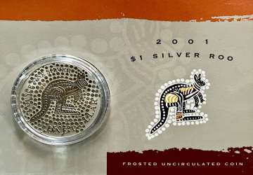 2001 $1 SILVER ROO - FROSTED UNCIRCULATED COIN